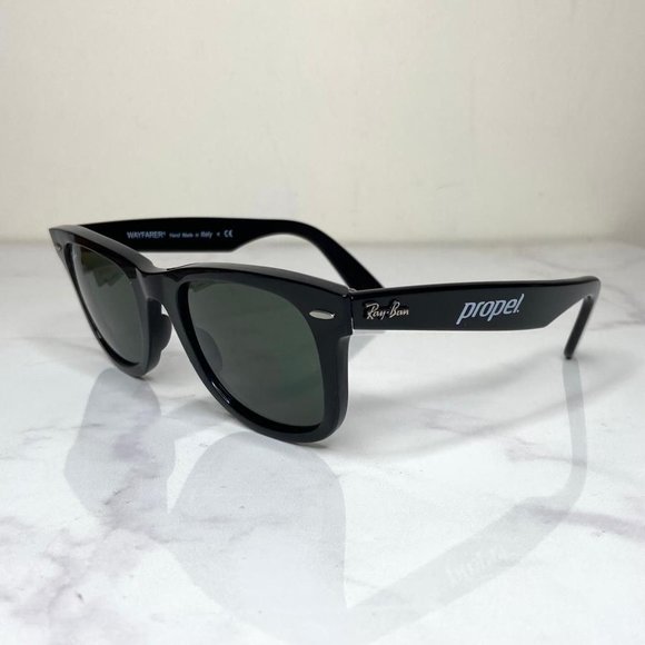 RAY-BAN Wayfarer Propel Black Green Lens Square Sunglasses RB2140 Italy Unisex - Picture 3 of 11